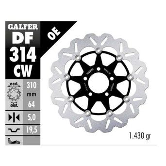 GALFER DISCO WAVE FLOATING COMPLETO ALU 310X5MM GALFER DISCO WAVE FLOATING COMPLETO ALU 310X5MM