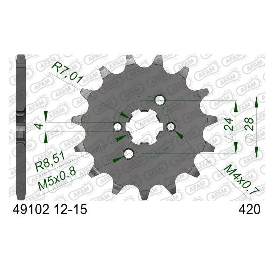 AFAM PINHAO 420 RS50 RX50 KLX 110 GPR 50 SENDA 50 AFAM PINHAO 420 RS50 RX50 KLX 110 GPR 50 SENDA 50