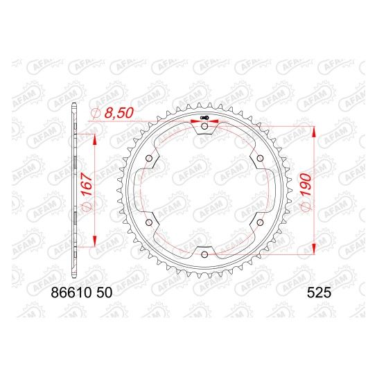 AFAM CREMALHEIRA AÇO 525 TRIUMPH TIGER 850/900 2022-24 AFAM CREMALHEIRA AÇO 525 TRIUMPH TIGER 850/900 2022-24