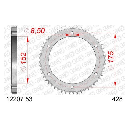 AFAM CREMALHEIRA AÇO 428 DTR125R/X 1988-07 WR125R/X 2009-16 AFAM CREMALHEIRA AÇO 428 DTR125R/X 1988-07 WR125R/X 2009-16